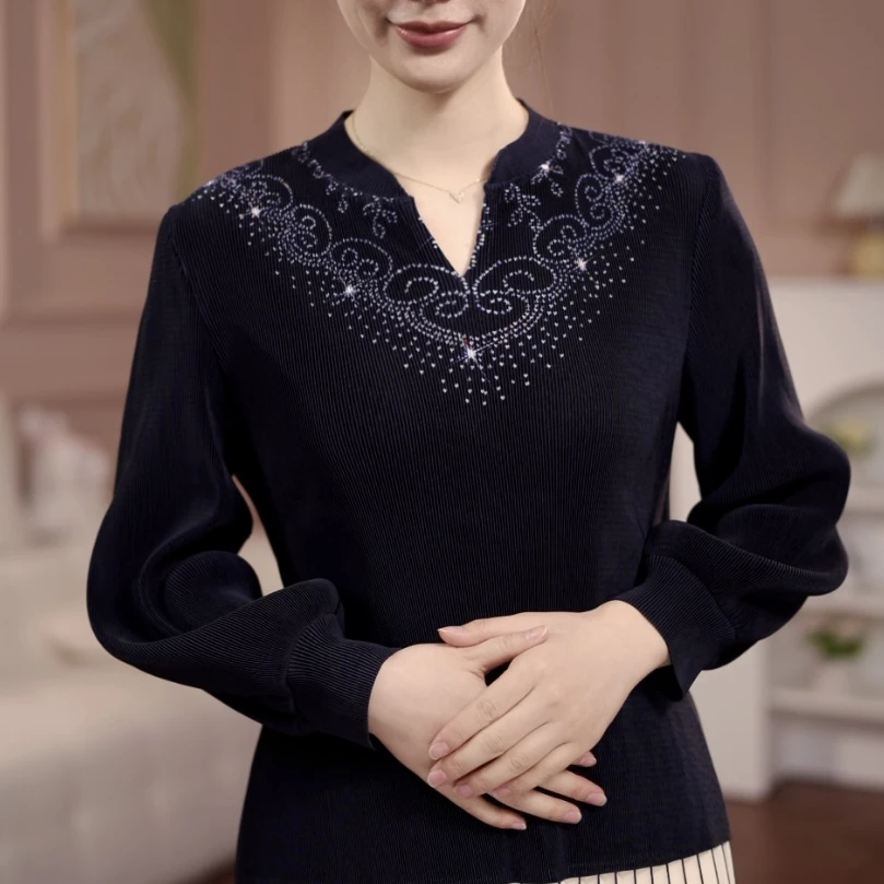 2025三宅春季气质印花原创褶皱上衣#23076