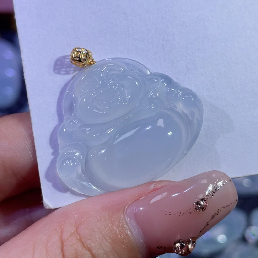 翡翠颈饰18K金镶嵌佛公