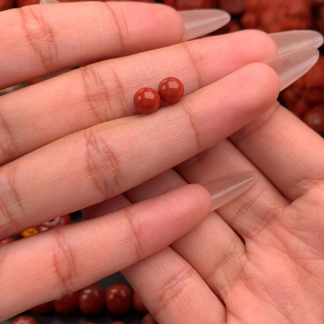 南红玛瑙圆珠对珠6+未镶嵌