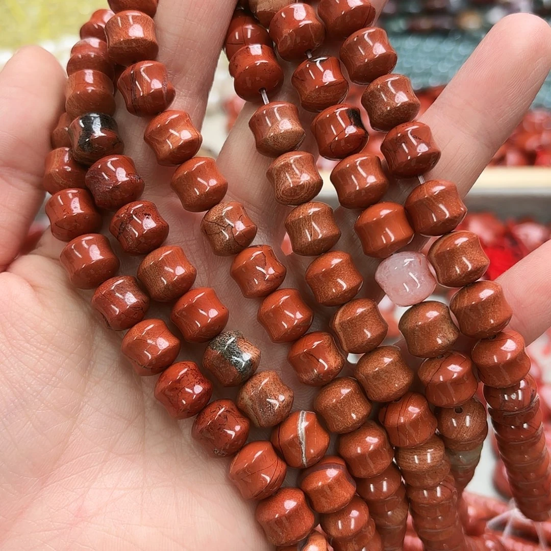 玛瑙/玉髓未镶嵌珠宝半成品卡十红石柱子一条