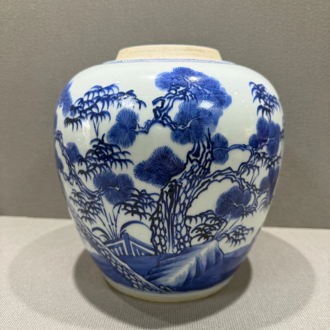 15 65清康熙 青花松竹梅岁寒三友纹罐-516