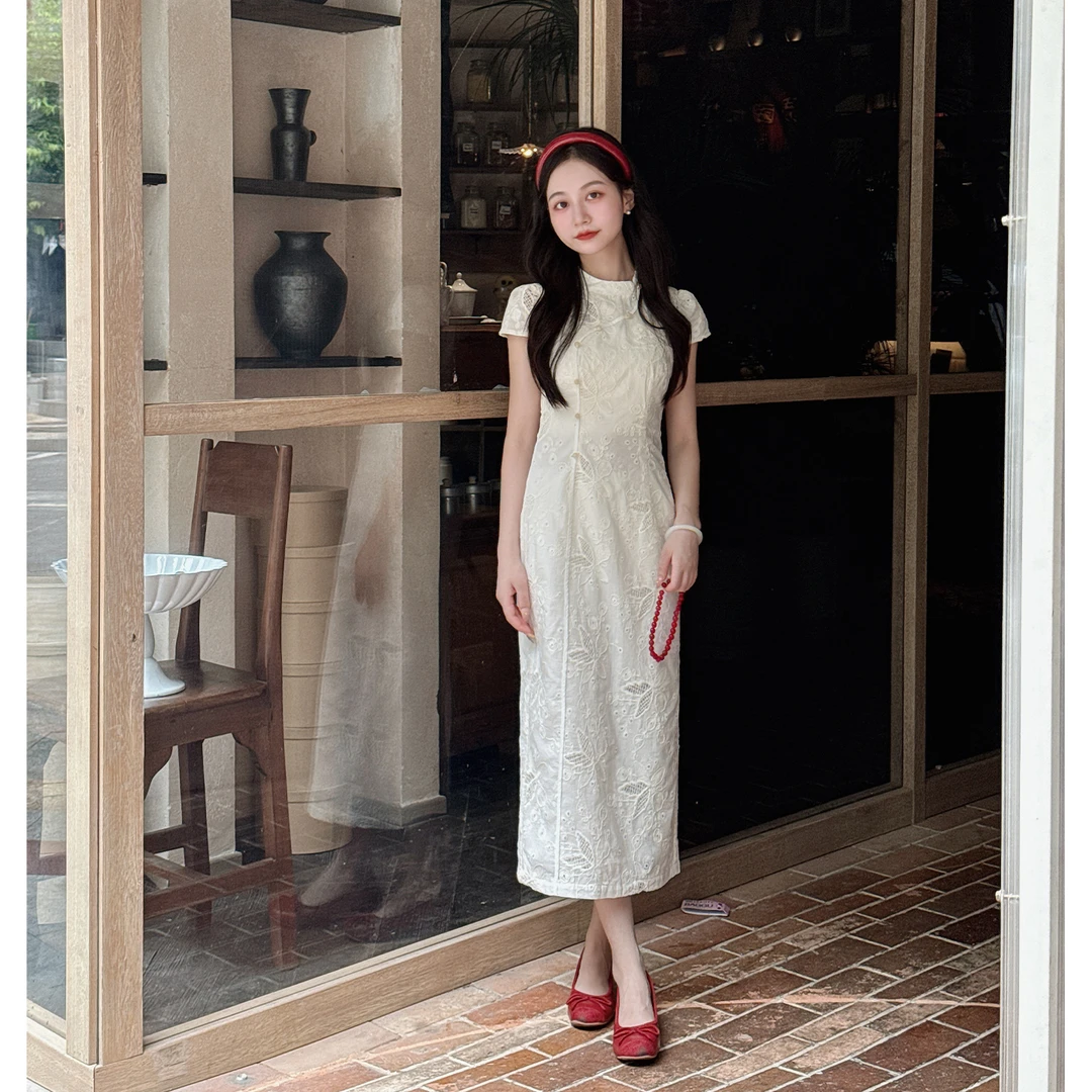 【豆蔻少女】小娜椒小个子国风端庄温柔刺绣气质显瘦旗袍连衣裙女