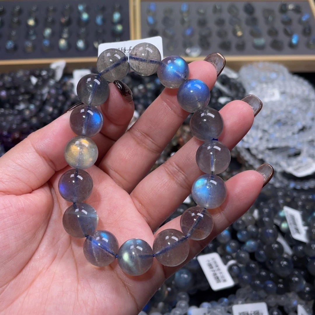 拉长石手链未镶嵌糖****多灰月光手链13mm