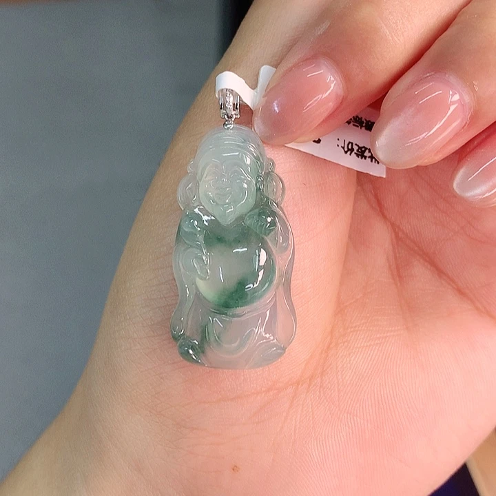 翡翠18K金镶嵌颈饰36.5-19-5.5