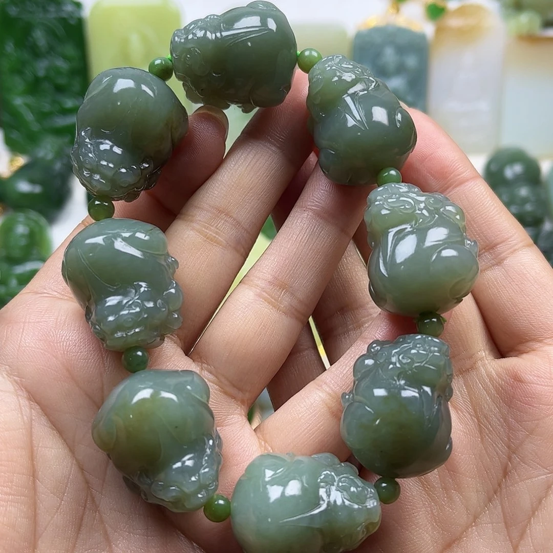 和田玉手串未镶嵌摩***默