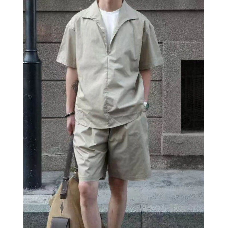 LIGGICC 25SS老钱风莱赛尔贵气松弛感夏男假两件短袖上衣短裤套装