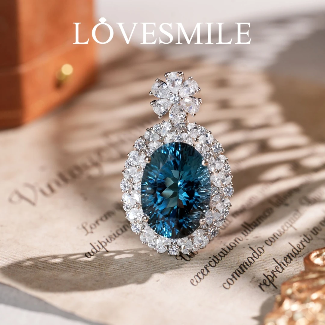 love smileS925银托帕石吊坠气质优雅贵气精美