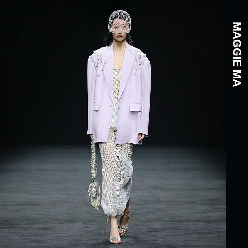 MAGGIE MA马婧设计师气质优雅西装无袖亮片套装裙151C/146S/172B