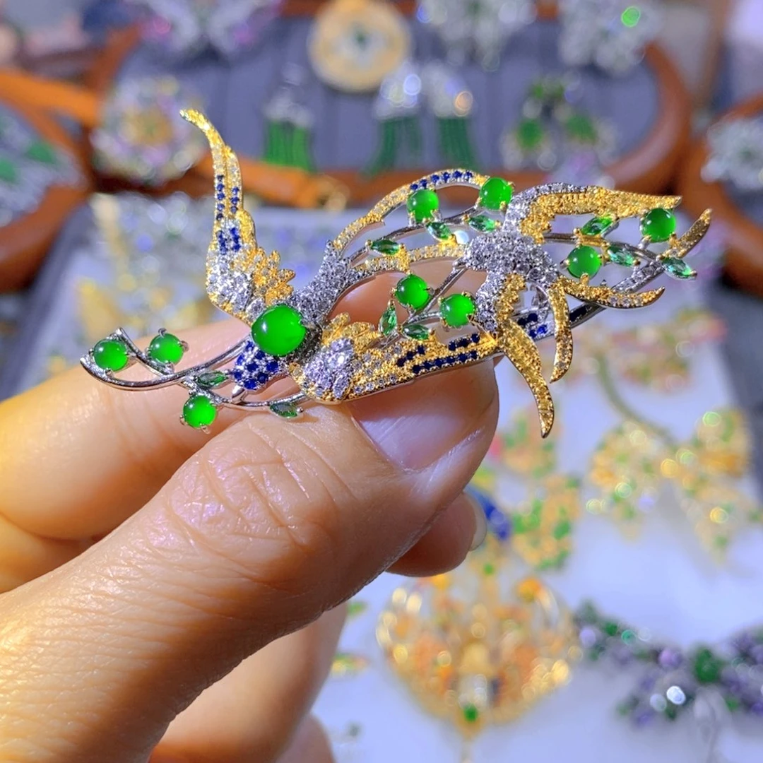 颈饰银S925镶嵌翡翠