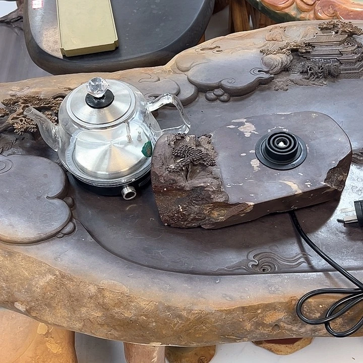 端砚石底座自动上税烧水壶