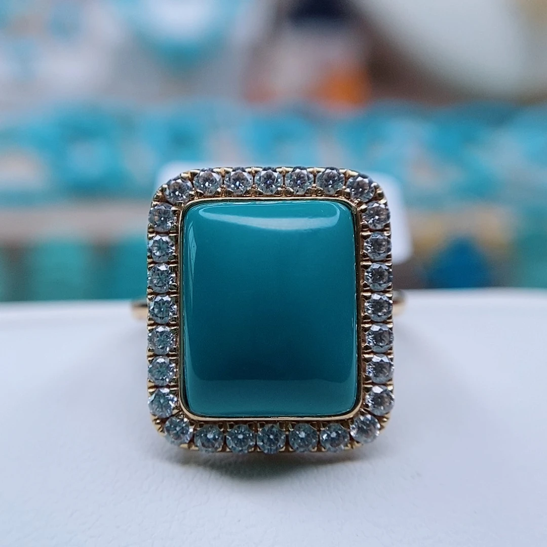 绿松石戒指18K金镶嵌