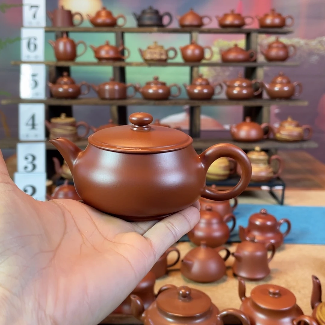 茶壶紫砂极*?潮州手工手拉朱泥明炉壶