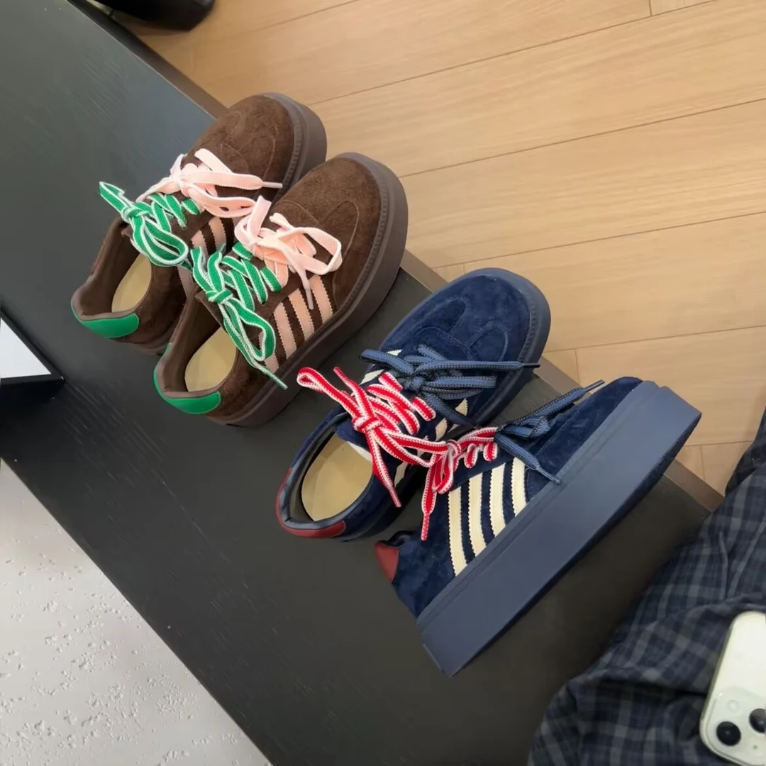 厚底德训鞋低帮双系带防滑松糕休闲板鞋新款阿甘鞋