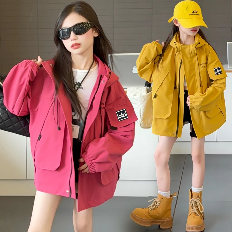 女童春秋秋装外套新款儿童洋气6-12岁大童女孩秋装休闲运动冲锋衣