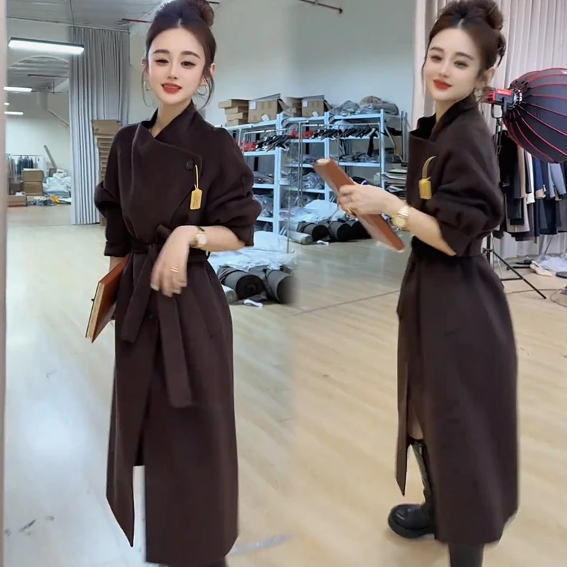2025秋冬新款时尚显瘦气质网红高档洋气女高级宽松大码毛呢外套潮