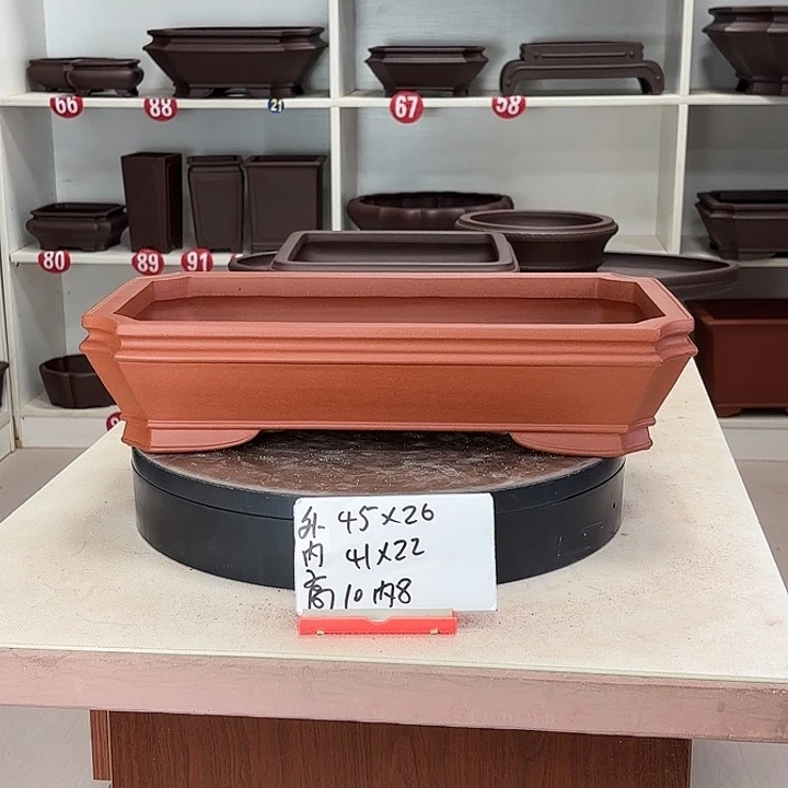 紫砂花盆中切角小