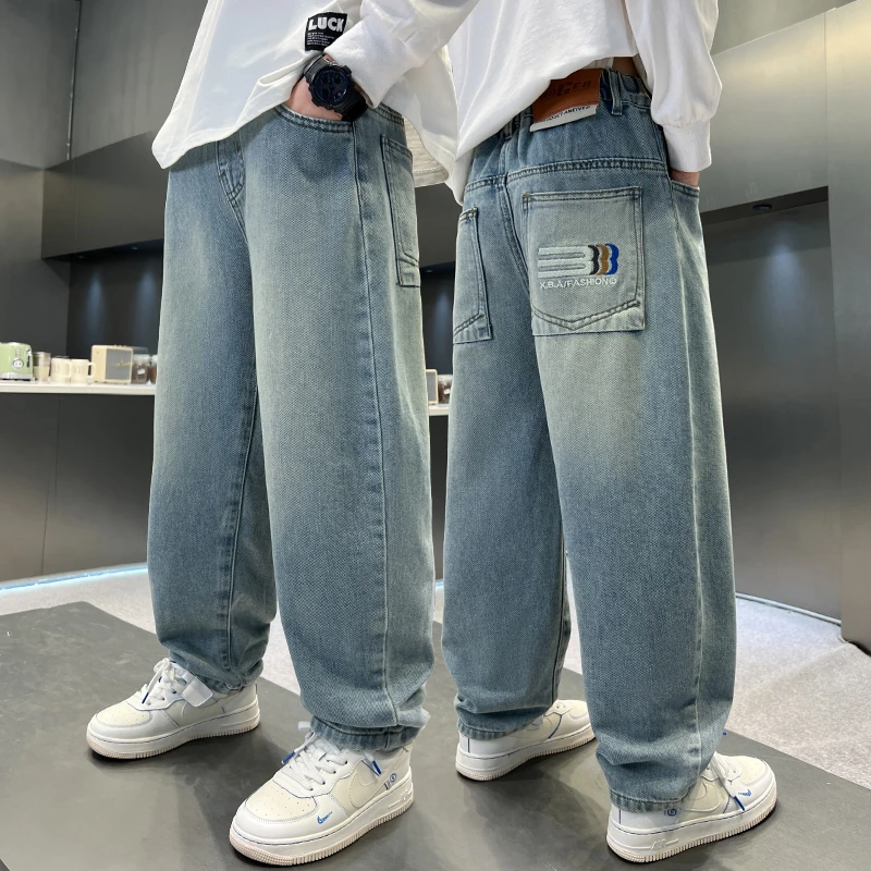 男童牛仔裤春秋款2025新款儿童春装裤子中大童春季直筒裤长裤炸街