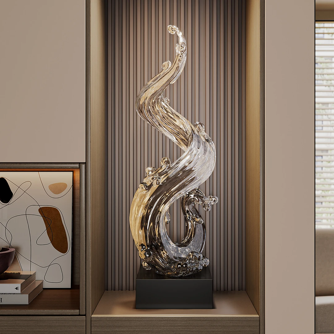 轻奢玄关摆件风生水起客厅电视柜高端大气上档次装饰落地乔迁礼物