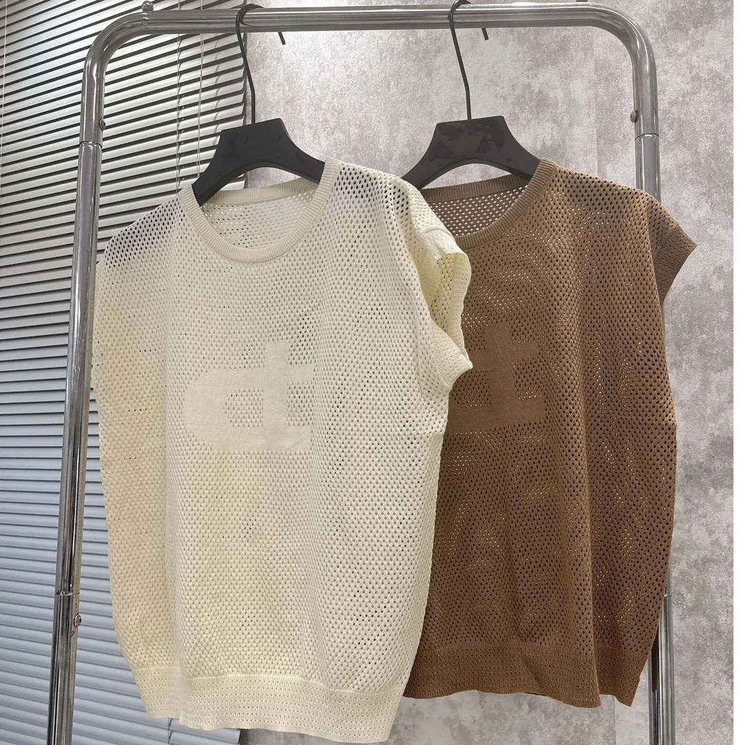 夏季新款气质镂空圆领短袖