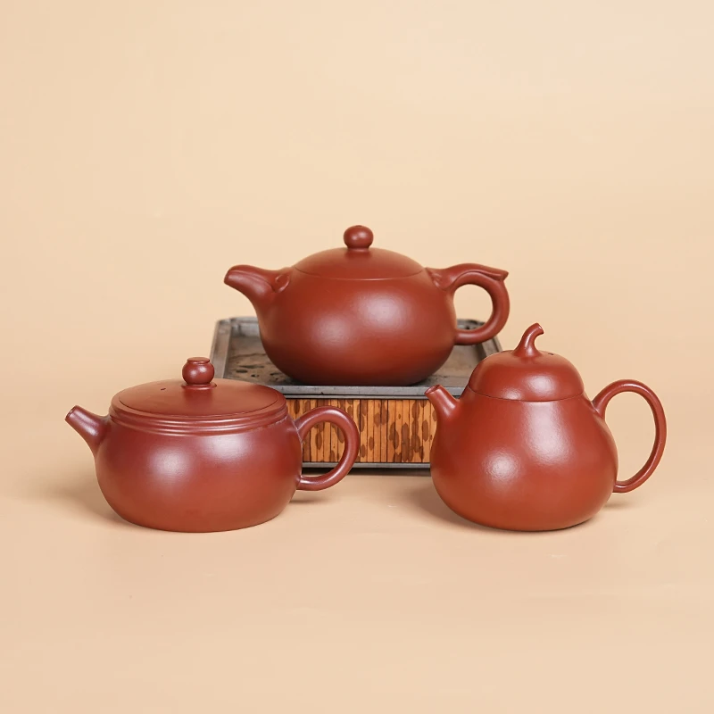 【闪购商品】三把全给茄瓜如意西施扁汉瓦朱泥紫砂茶壶C0019