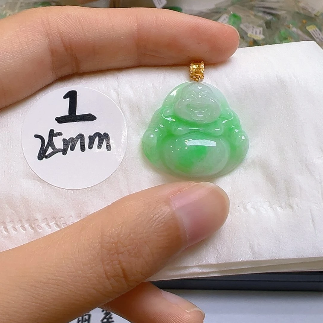 翡翠18K金镶嵌吊坠(不含链)翡翠