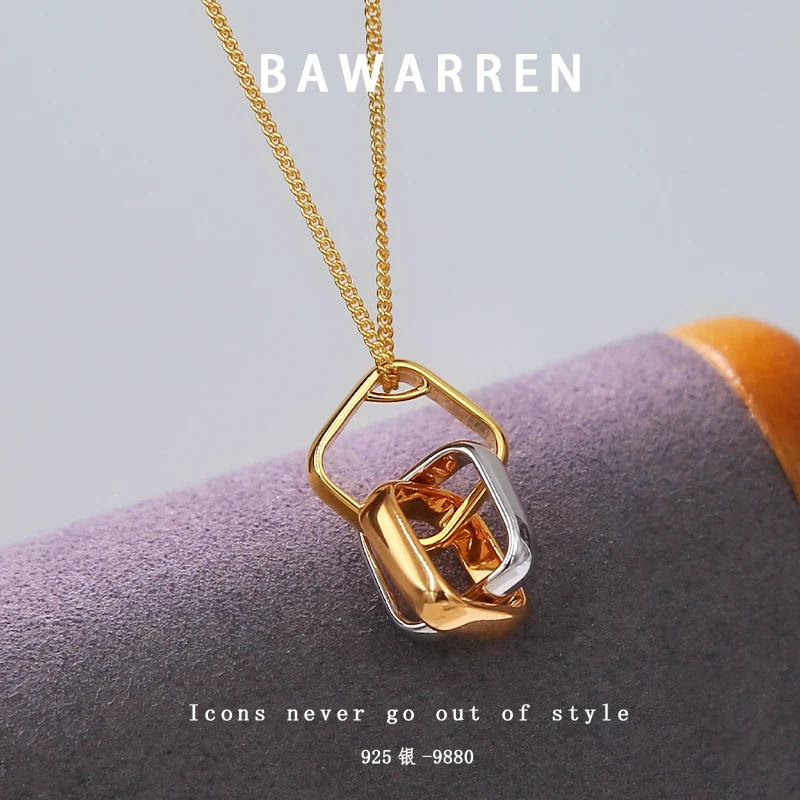 Bawarren 坠链均925银 精工CNC 9880-三环精致项链小众欧美优雅
