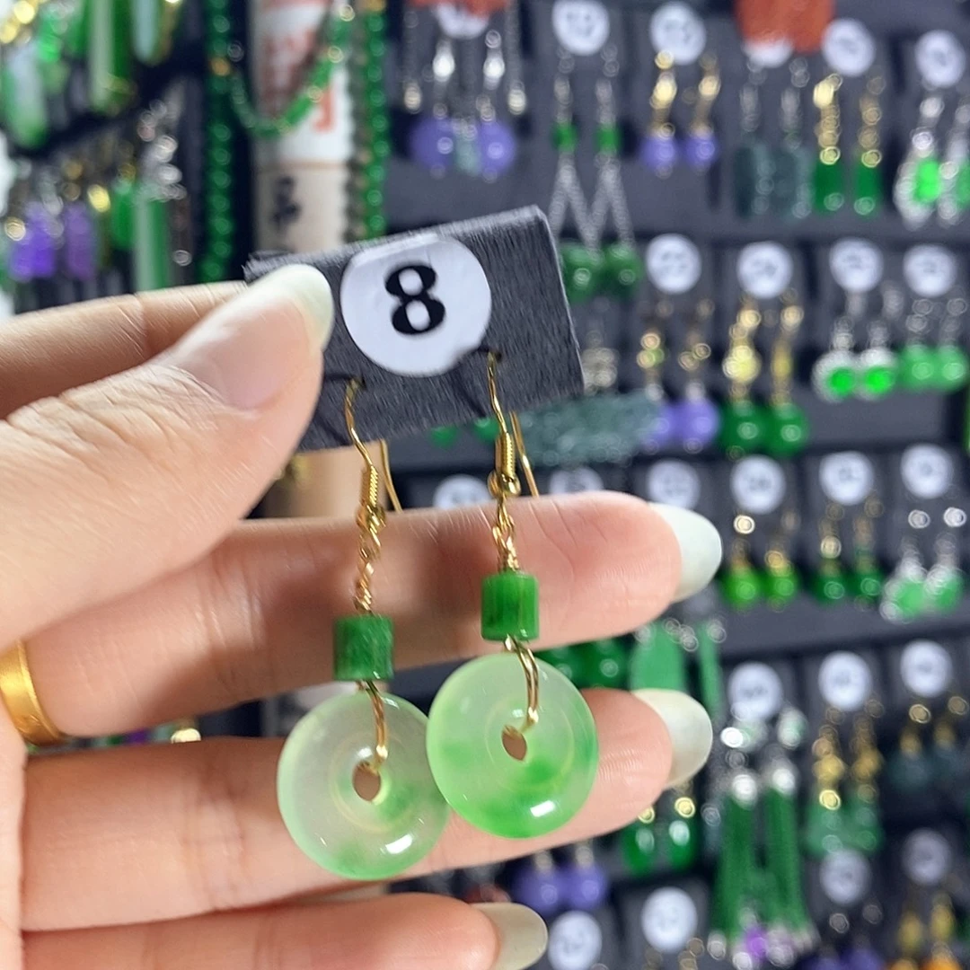 翡翠银S925镶嵌耳饰8