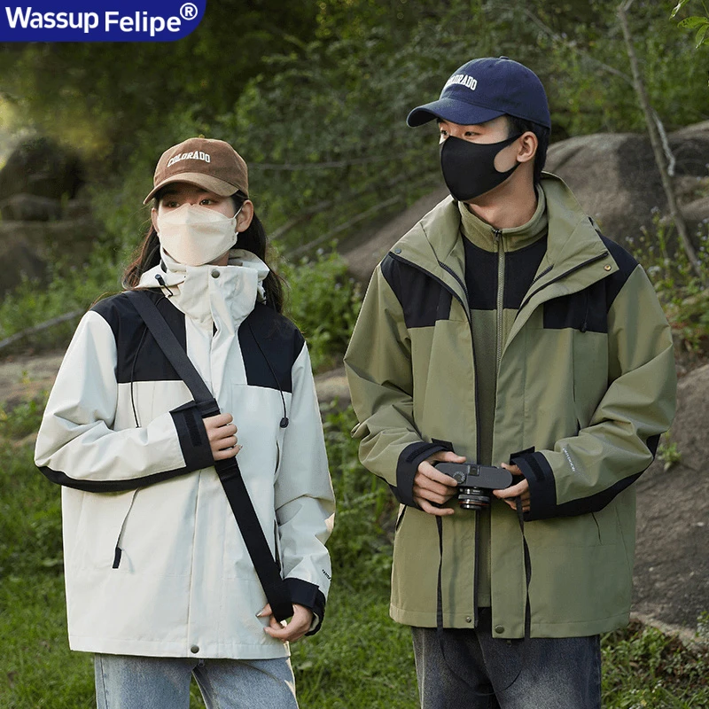 WASSUP冲锋三合一可拆卸两件套摇粒绒内胆户外登山旅游情侣外套