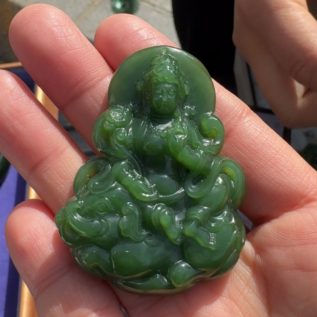 和田玉颈饰未镶嵌碧玉普贤TZ多样性拍一发一