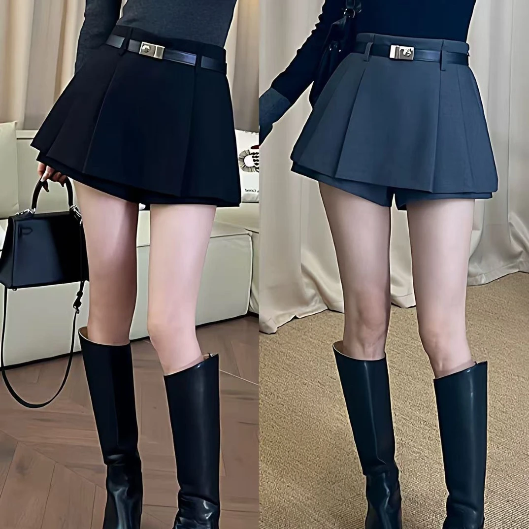 【送皮带.秋冬半身裙裤】韩式高腰半身裙女秋冬2025新款A字裙百褶