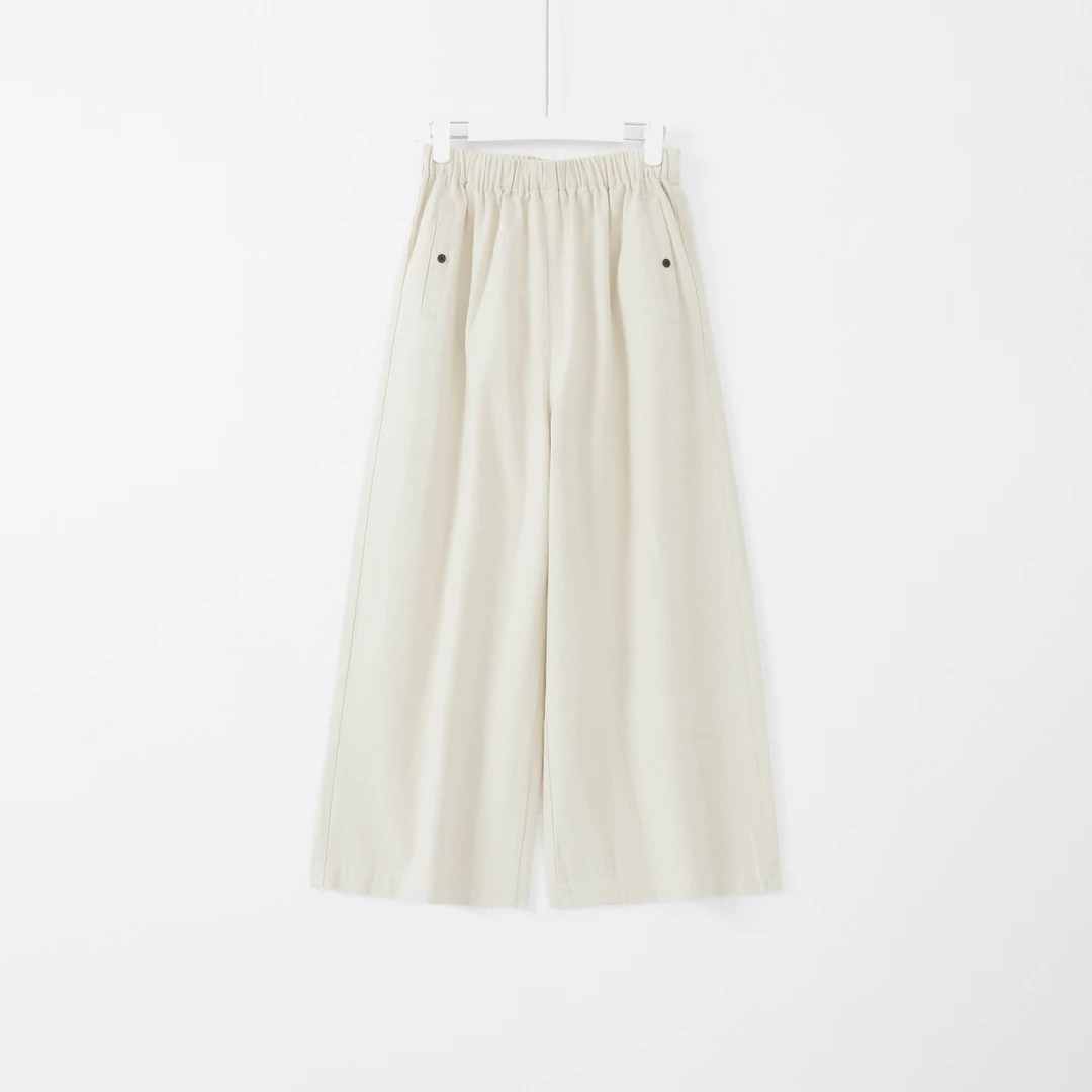 几里与麻 松紧腰宽松直筒双纽扣拖地裤 裤长100 2100948