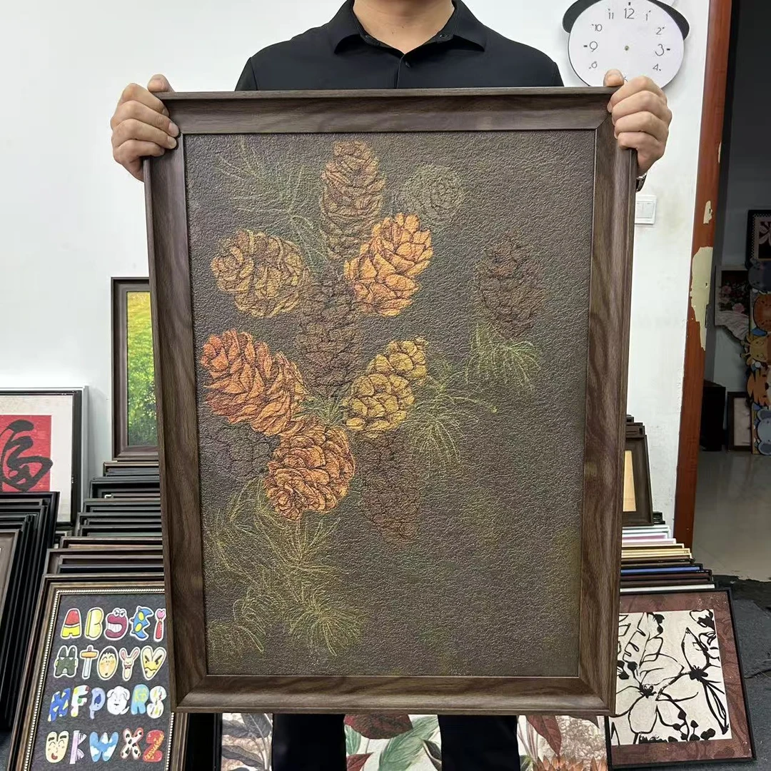 松果法式风客厅装饰画复古艺术沙发背景墙壁挂画6080