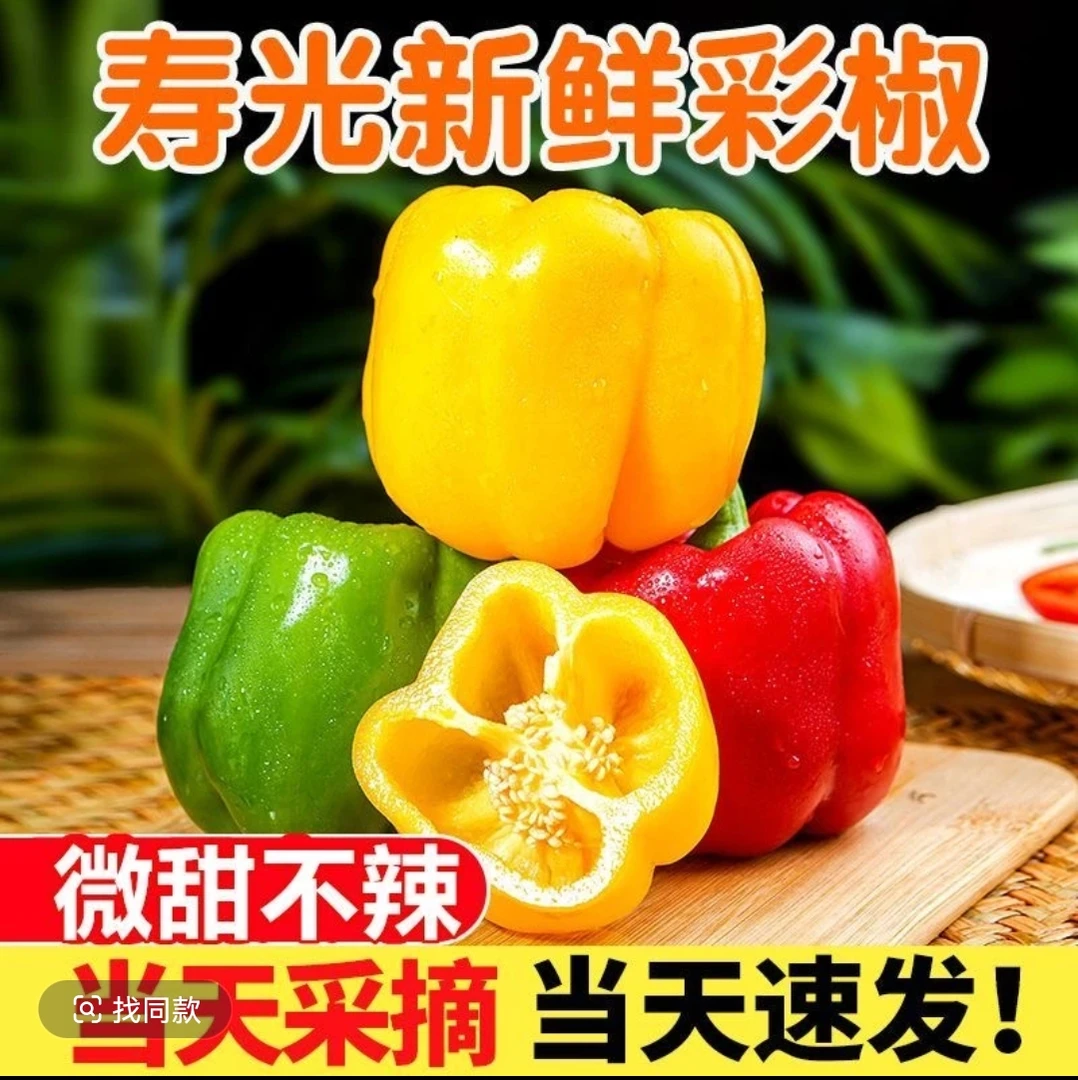 精选五彩椒寿光产地直发现摘现发水果甜椒生吃不辣圆椒
