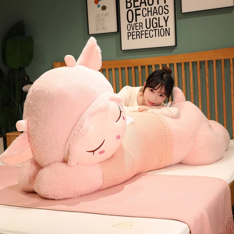 新疆西藏包邮羊公仔抱枕可爱小羊驼熊玩偶睡觉抱布娃娃巨大号女生