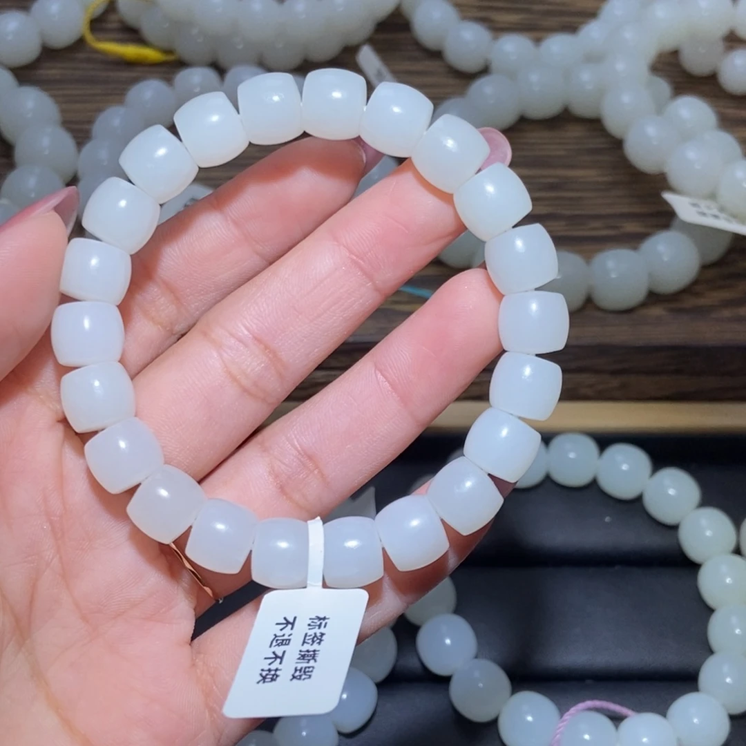 和田玉未镶嵌手串卡10直切