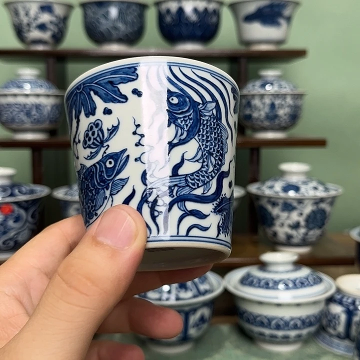 大瑕鱼藻纹冰桶杯满杯130毫升