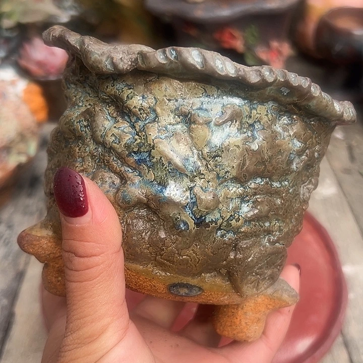 手工粗陶高温花盆