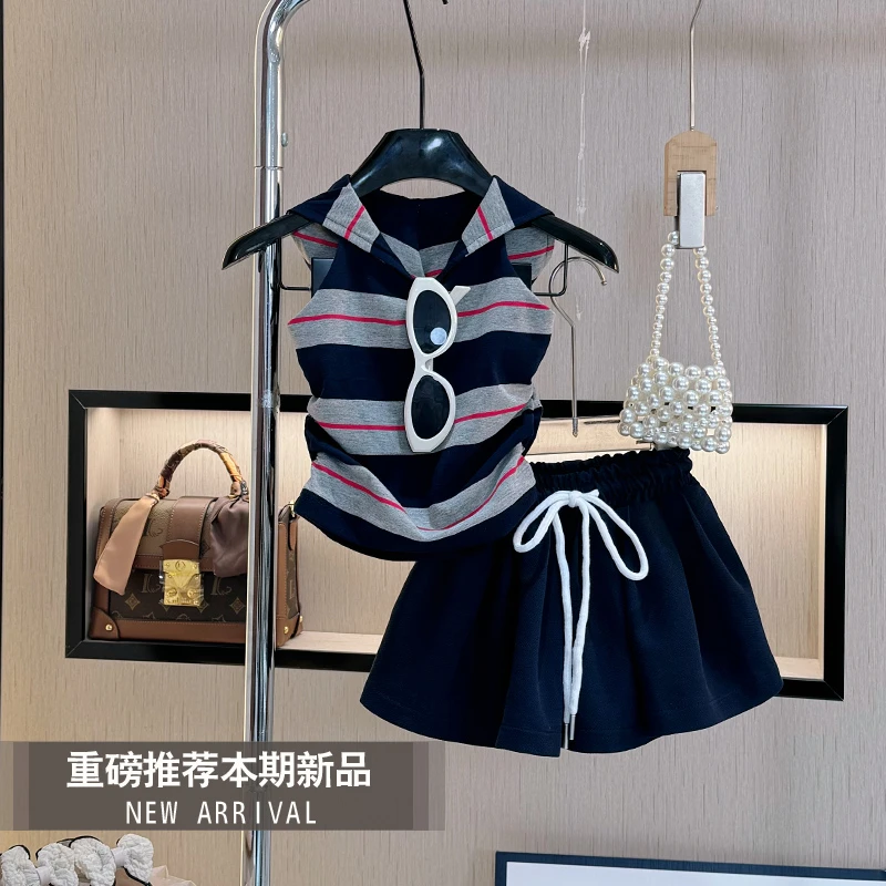 【现货】女童夏装套装2025新款洋气夏季小女孩夏款学院风儿童两件套