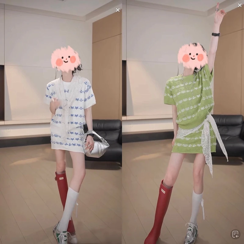 设计感圆领提花针织短袖套装2025夏季新款时髦上衣短裙两件套