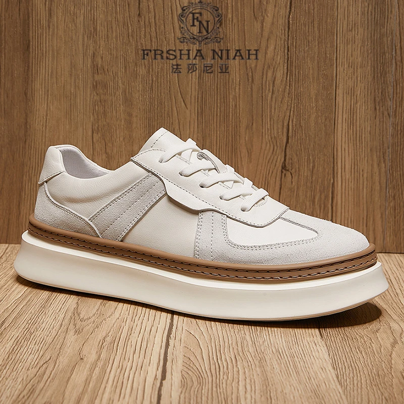 法莎尼亚秋季男鞋 板鞋时尚小白鞋男士厚底轻便系带休闲板鞋男鞋