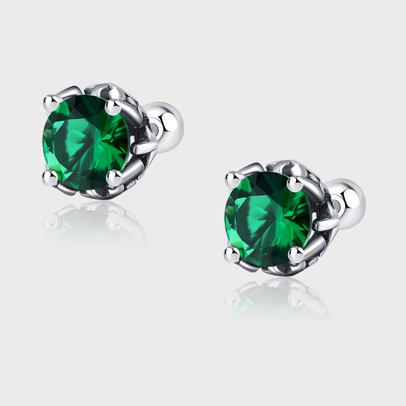 925银合成锆石耳饰 个性时尚四爪绿锆耳钉KDP491