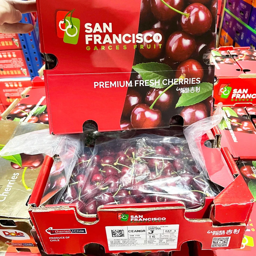 通红【原箱】桑提娜【海运吉制车厘子J】(箱/5斤左右)【N】 内附果径卡