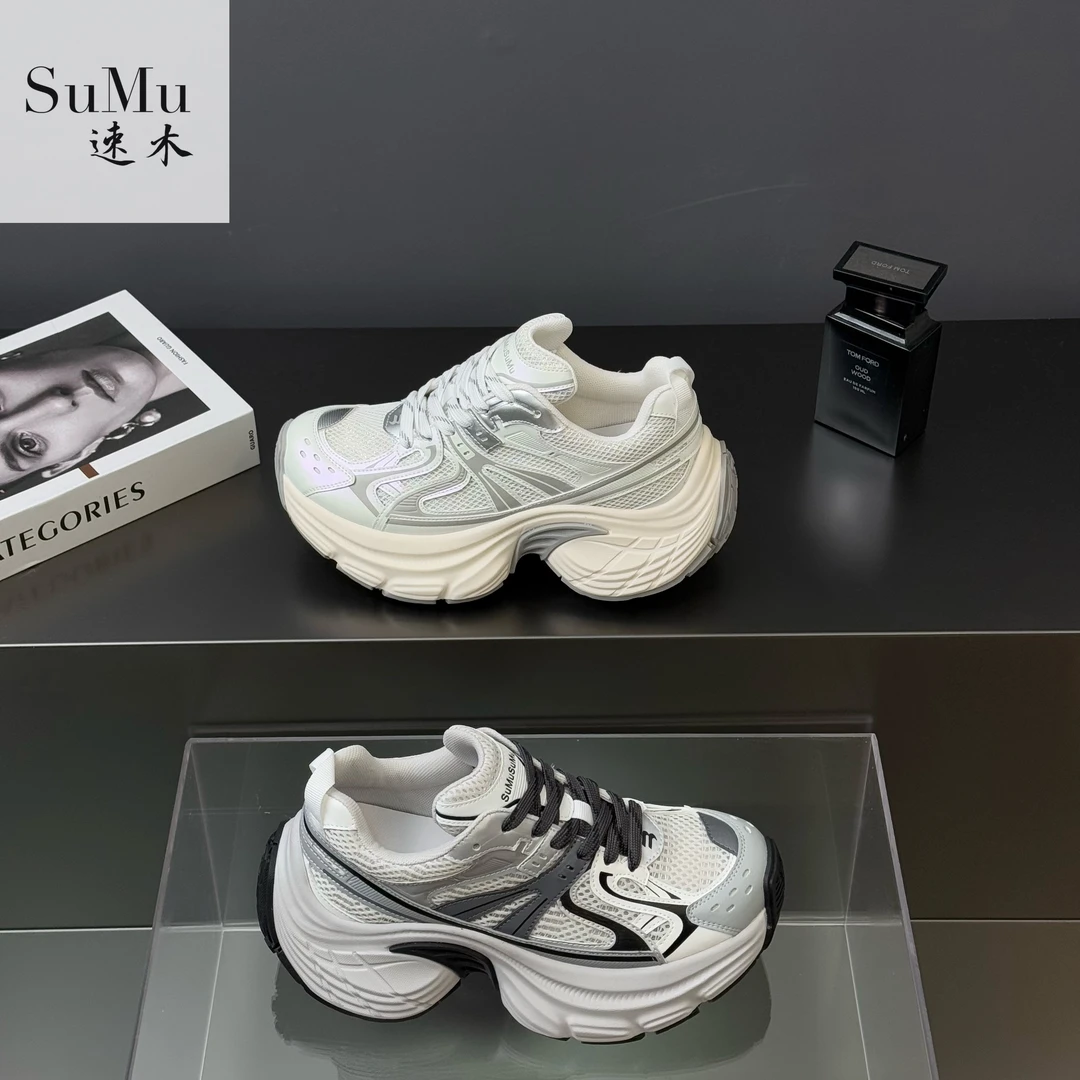 SuMu/速木厚底老爹鞋女春夏新款潮流复古百搭透气增高休闲运动鞋