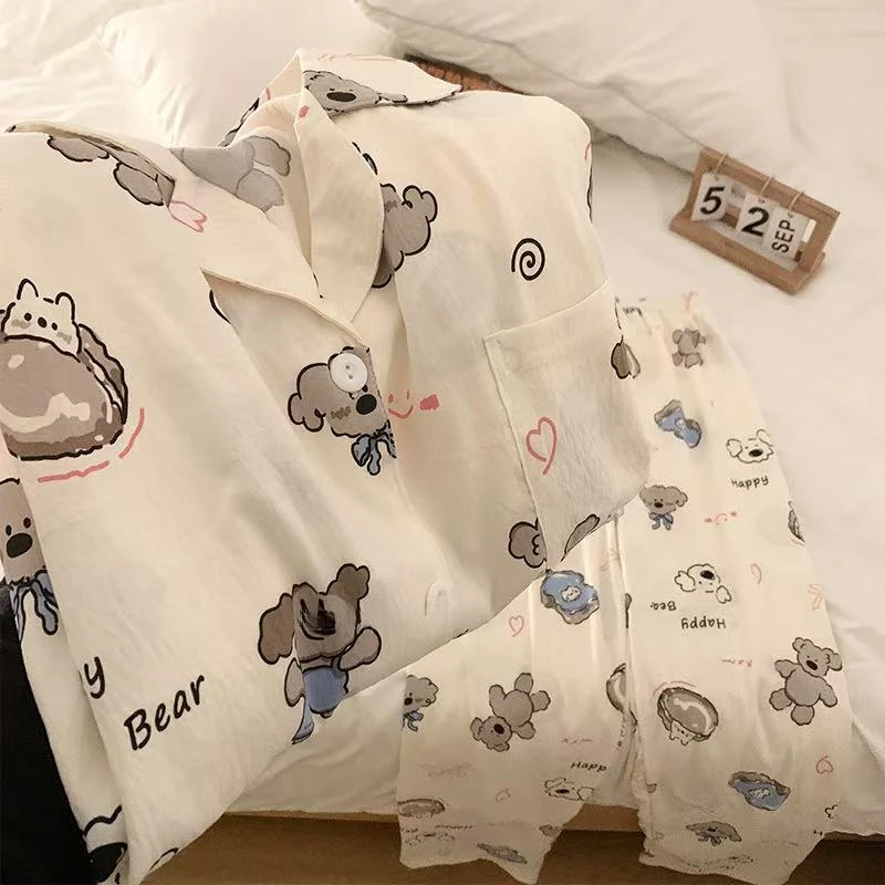 小狗考拉云朵棉睡衣春夏季家居服女款爆款2025新款外穿长袖裤套装