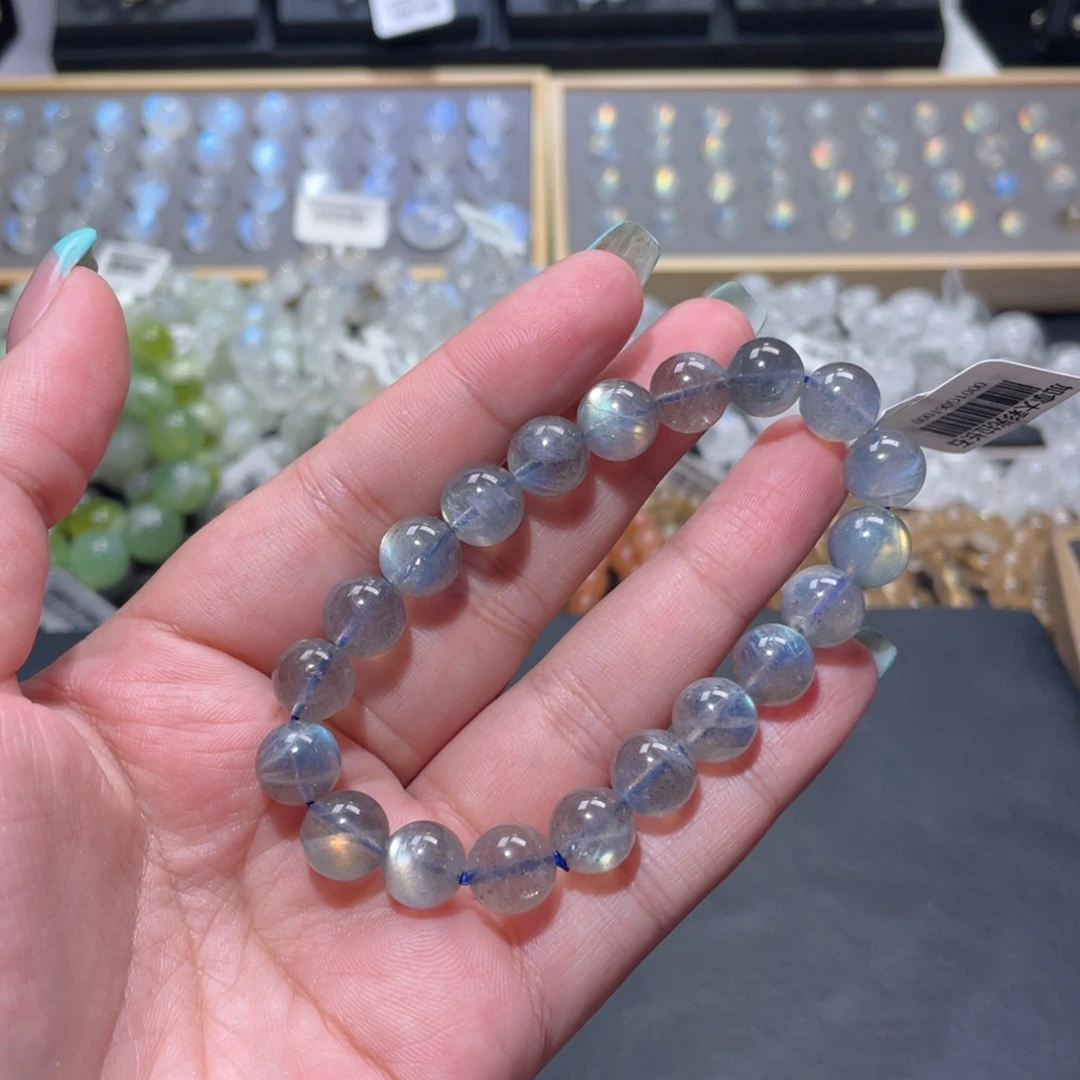 九***儿未镶嵌长石手链灰月光手链10mm