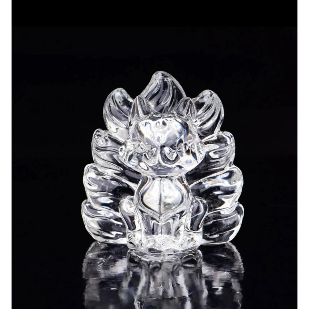 12cm大号水晶九尾狐透明色