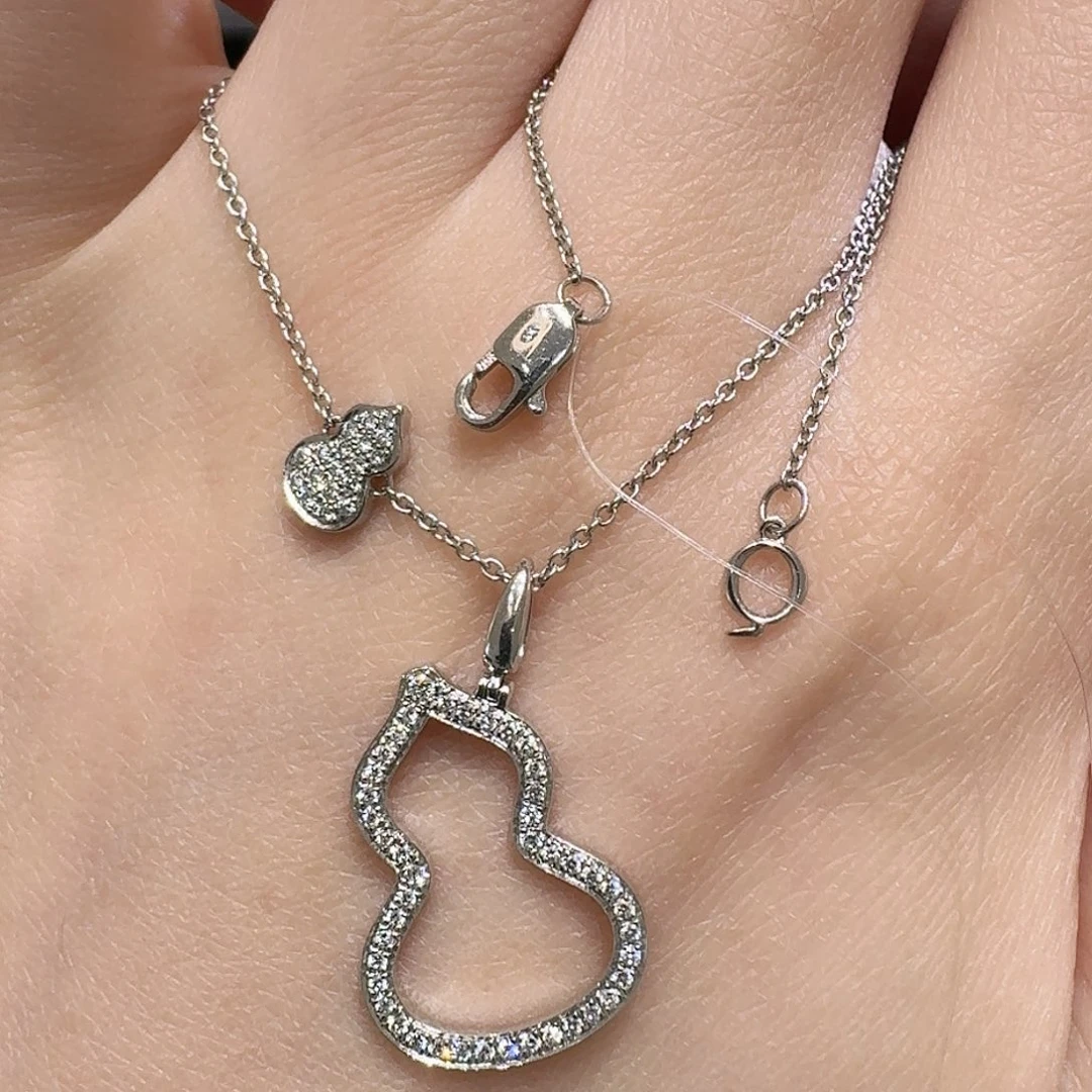 实验室培育钻石颈饰铂Pt950镶嵌葫芦