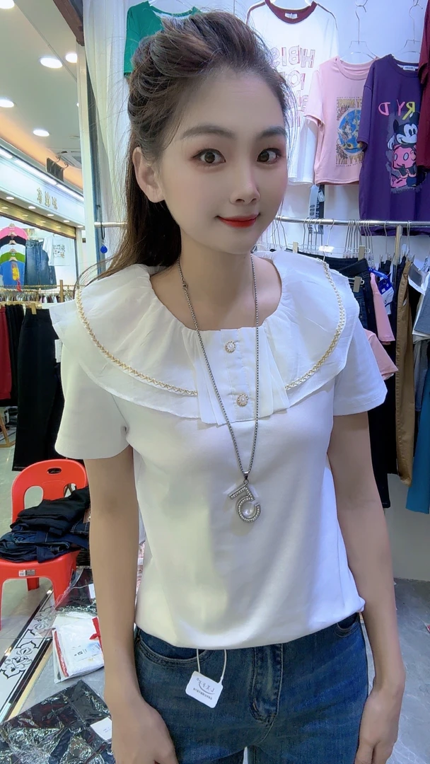 829拼接领子气质分码上衣