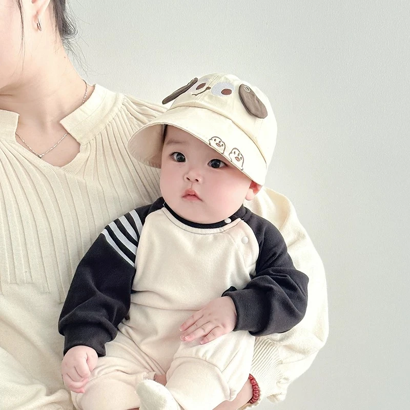 婴幼儿速干帽子春夏季男宝宝可爱鸭舌渔夫帽大帽沿防晒帽可爱超萌