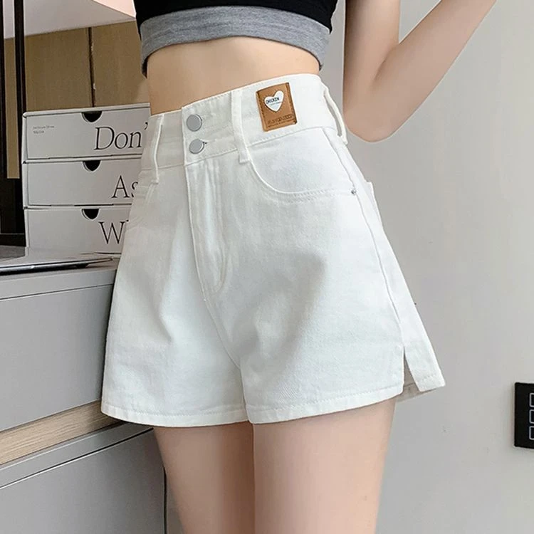 牛仔短裤女2025年新款白色开叉夏季薄款高腰显瘦网红a字辣妹热裤